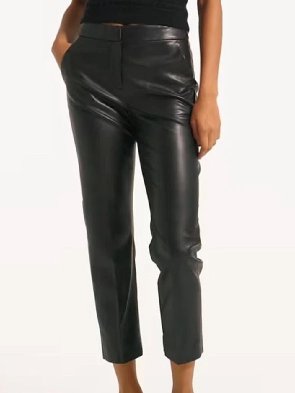 J. Crew Black Cropped Faux-Leather Ankle Pants